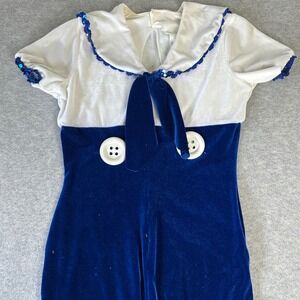 Vintage‎ Art Stone Royal Blue Velvet Womens Sailor Jumpsuit Costume Cosplay
